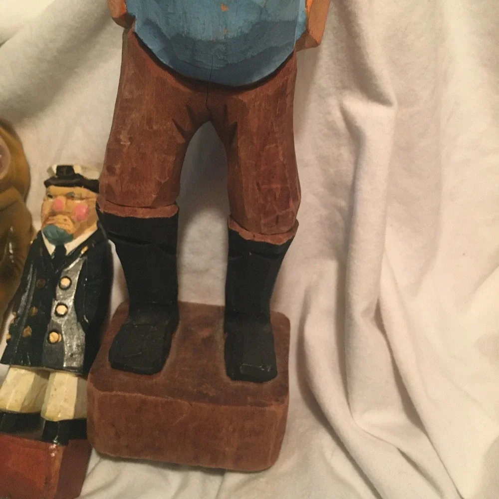 2 Hand Carved Painted Sailor Captains Vintage 1 Ceramic Sachet Holder(rare)